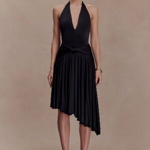 Black Halter Asymmetrical Dress